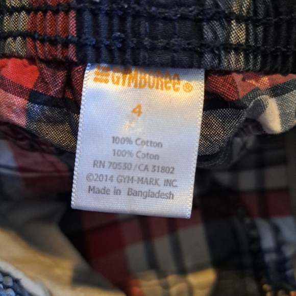 Gymboree Outlet boys size 4 plaid cargo shorts, elastic waist, buttoned pockets - Picture 3 of 3